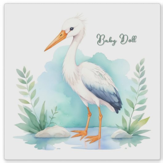 Maßgeschneiderte Stork Kinderzimmer Set Baby Puppe Aufkleber (Vorderseite)