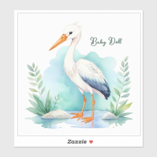 Maßgeschneiderte Stork Kinderzimmer Set Baby Puppe Aufkleber (Blatt)