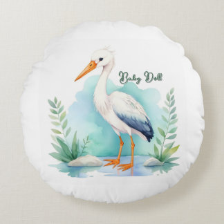 Maßgeschneiderte Stork Kinderzimmer Set Baby Puppe Rundes Kissen