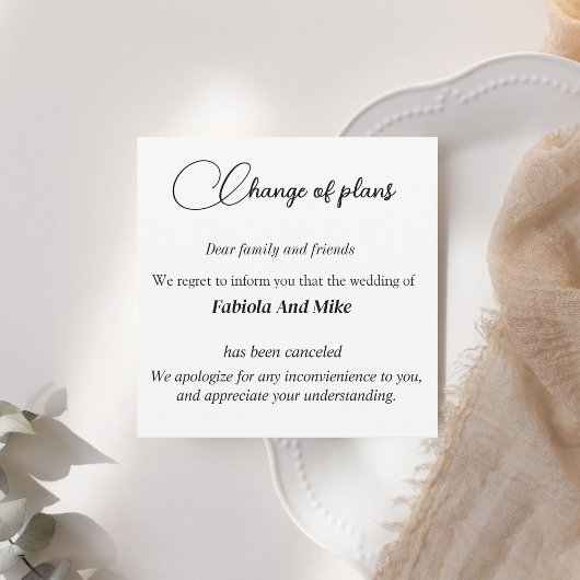 Maßgeschneiderte Stornierungskarte Einladung