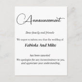 Maßgeschneiderte Stornierungskarte Postkarte (Vorderseite)