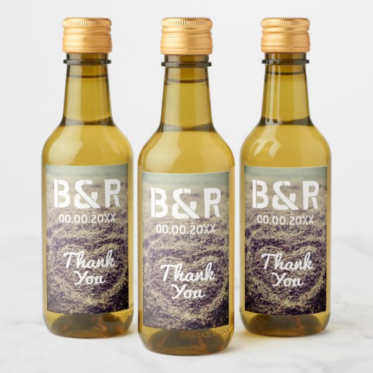 Maßgeschneiderte Strandhochzeit Foto Miniflasche Weinetikett (Flaschen)