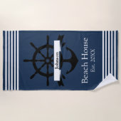 Maßgeschneiderte Streifen mit weißem Streifen und  Strandtuch (Vorderseite)