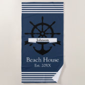 Maßgeschneiderte Streifen mit weißem Streifen und  Strandtuch (Vorderseite)