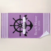 Maßgeschneiderte Streifen mit weißem Streifen und  Strandtuch (Vorderseite)