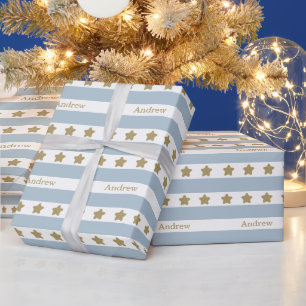Maßgeschneiderte Stripe Baby Boy Geburtstag mit St Geschenkpapier