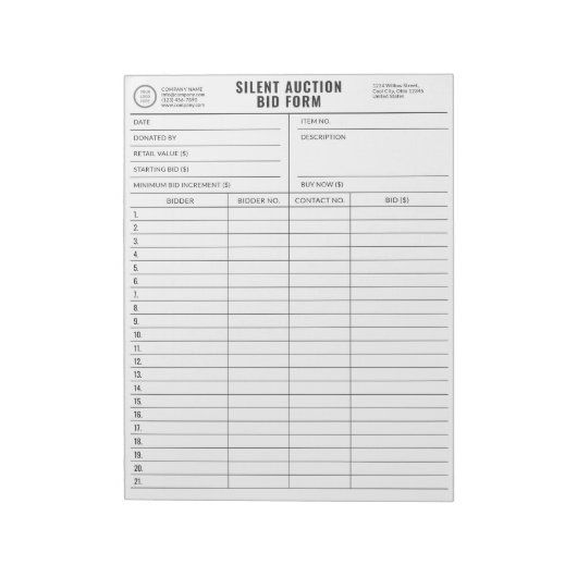 Maßgeschneiderte, stumme Auktionsobjekte Notizblock (Rotiert)