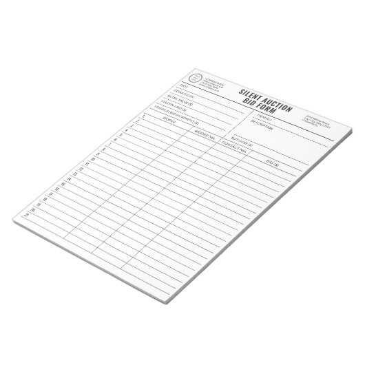 Maßgeschneiderte, stumme Auktionsobjekte Notizblock (angewinkelt)