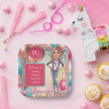 Maßgeschneiderte Süße 16 Karikatur in Denims