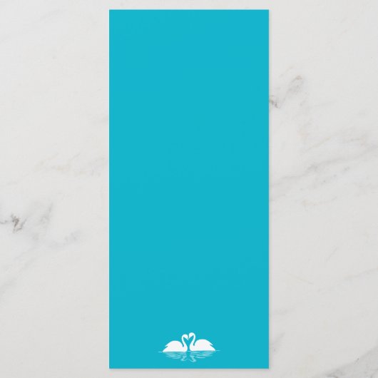 Maßgeschneiderte Swans für blaue und weiße Hochzei Menükarte (Rückseite)