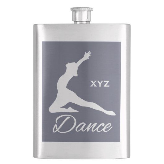 Maßgeschneiderte TANZEN-Monogramm- und Farbflasche Flachmann (Vorderseite)