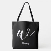 Maßgeschneiderte Tasche schwarz groß mit Namen (Vorderseite)