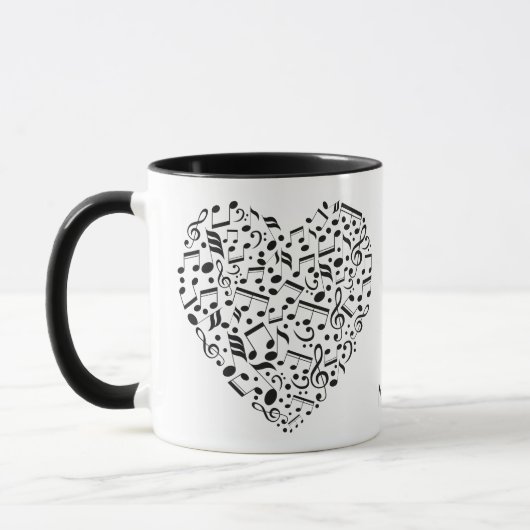 Maßgeschneiderte Tasse für Monogramm Musikherz (Links)