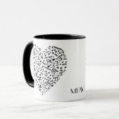 Maßgeschneiderte Tasse für Monogramm Musikherz (Vorderseite Links)