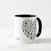 Maßgeschneiderte Tasse für Monogramm Musikherz (VorderseiteRechts)
