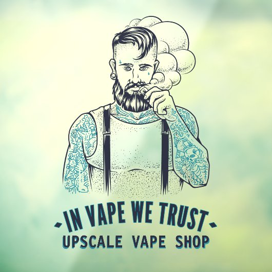 Maßgeschneiderte Tatooed Hipster Vape Shop Busines Fensteraufkleber (Blatt 3)