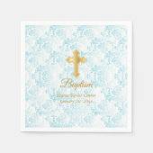 Maßgeschneiderte Taufe in Blau, Weiß und Gold Serviette (Vorderseite)