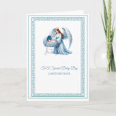 Maßgeschneiderte Taufe mit Engel und Baby Boy Karte (Vorderseite)