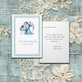 Maßgeschneiderte Taufe mit Engel und Baby Boy Karte