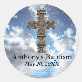 Maßgeschneiderte Taufe mit kreuz inspirierenden St Runder Aufkleber