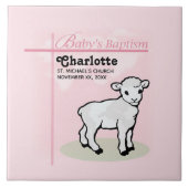 Maßgeschneiderte Taufe, Rosa, Mädchen, Lamm Fliese (Vorderseite)