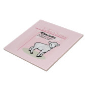 Maßgeschneiderte Taufe, Rosa, Mädchen, Lamm Fliese (Seite)