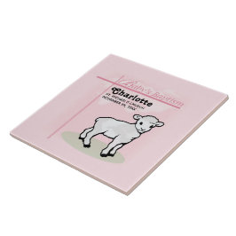 Maßgeschneiderte Taufe, Rosa, Mädchen, Lamm Fliese