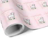 Maßgeschneiderte Taufe, Rosa, Mädchen, Lamm Geschenkpapier (Rolleneckpunkt)
