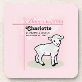 Maßgeschneiderte Taufe, Rosa, Mädchen, Lamm Getränkeuntersetzer (Vorderseite)