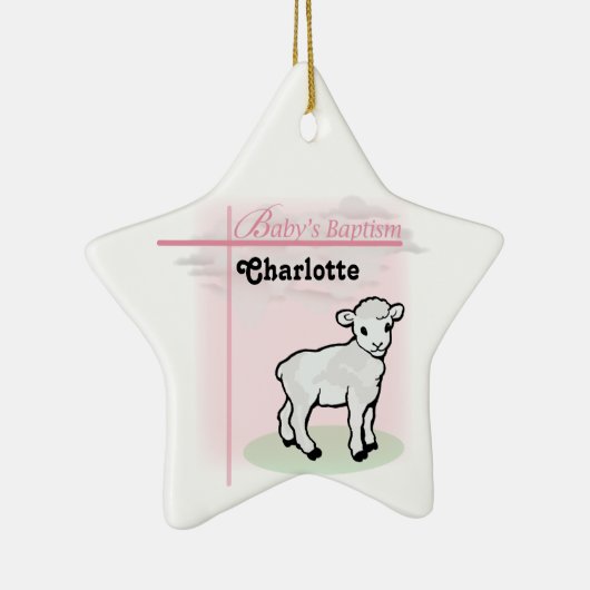Maßgeschneiderte Taufe, Rosa, Mädchen, Lamm Keramik Ornament (Rechts)