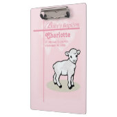 Maßgeschneiderte Taufe, Rosa, Mädchen, Lamm Klemmbrett (Links)