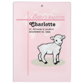Maßgeschneiderte Taufe, Rosa, Mädchen, Lamm Klemmbrett (Rückseite)