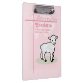 Maßgeschneiderte Taufe, Rosa, Mädchen, Lamm Klemmbrett (Rechts)