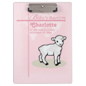 Maßgeschneiderte Taufe, Rosa, Mädchen, Lamm Klemmbrett (Vorderseite)