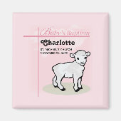 Maßgeschneiderte Taufe, Rosa, Mädchen, Lamm Magnet (Vorne)