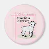 Maßgeschneiderte Taufe, Rosa, Mädchen, Lamm Magnet (Vorne)