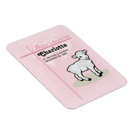 Maßgeschneiderte Taufe, Rosa, Mädchen, Lamm Magnet