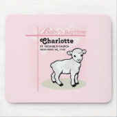 Maßgeschneiderte Taufe, Rosa, Mädchen, Lamm Mousepad (Vorne)