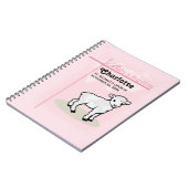 Maßgeschneiderte Taufe, Rosa, Mädchen, Lamm Notizblock (Linke Seite)