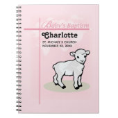 Maßgeschneiderte Taufe, Rosa, Mädchen, Lamm Notizblock (Vorderseite)