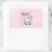 Maßgeschneiderte Taufe, Rosa, Mädchen, Lamm Rechteckiger Aufkleber (Tasche)