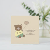 Maßgeschneiderte Tedd E. Bear Hugs Khaki Tan Gruß (Stehend Vorderseite)