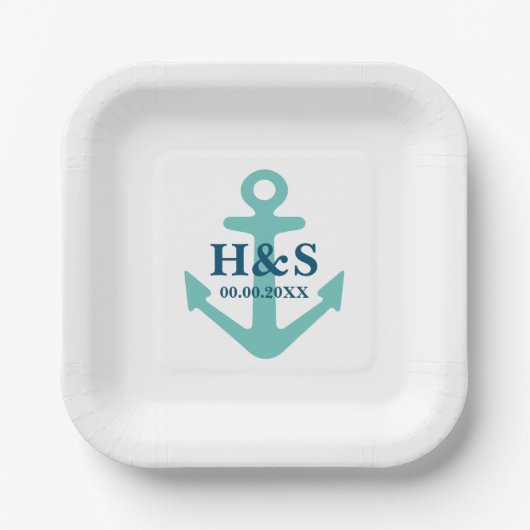 Maßgeschneiderte Teller für Hochzeiten an nautisch (Vorderseite)