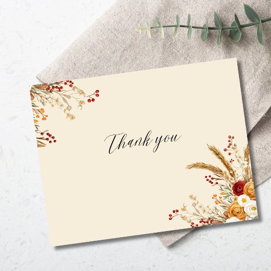 Maßgeschneiderte Terracotta Pampas Grass Boho Fall Dankeskarte