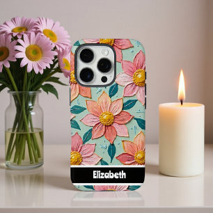 Maßgeschneiderte Textil-Blume Telefonabdeckung iPhone 16 Pro Hülle