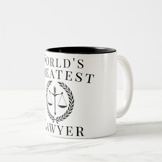 Maßgeschneiderte Textwelten der größten Rechtsjust Zweifarbige Tasse (VorderseiteRechts)