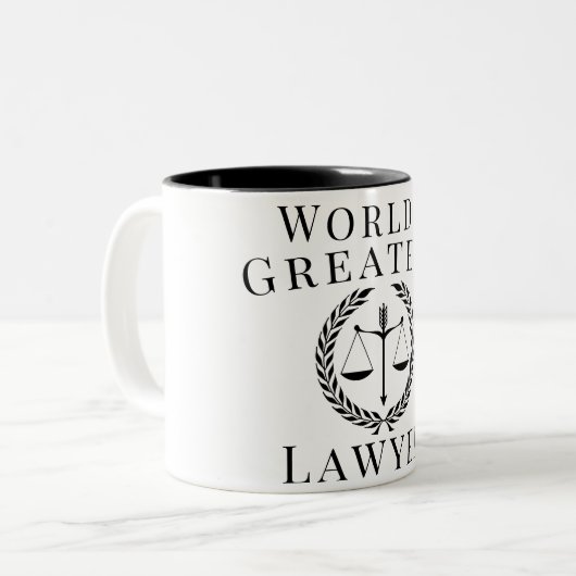 Maßgeschneiderte Textwelten der größten Rechtsjust Zweifarbige Tasse (Vorderseite Links)