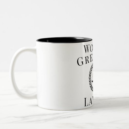 Maßgeschneiderte Textwelten der größten Rechtsjust Zweifarbige Tasse (Links)