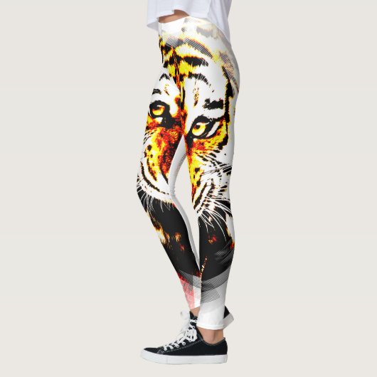 Maßgeschneiderte Tiger-Vorlage Modernes Elegantes  Leggings (Links)