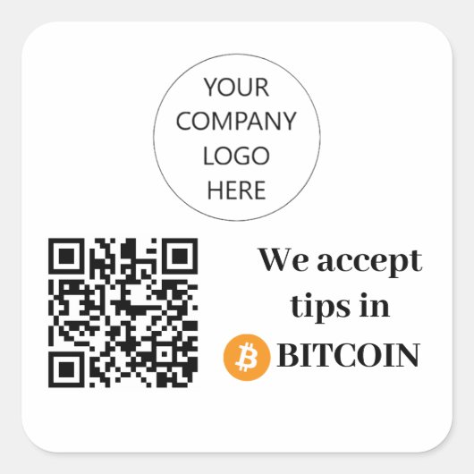 Maßgeschneiderte Tipps in Bitcoin Sticker akzeptie (Vorderseite)